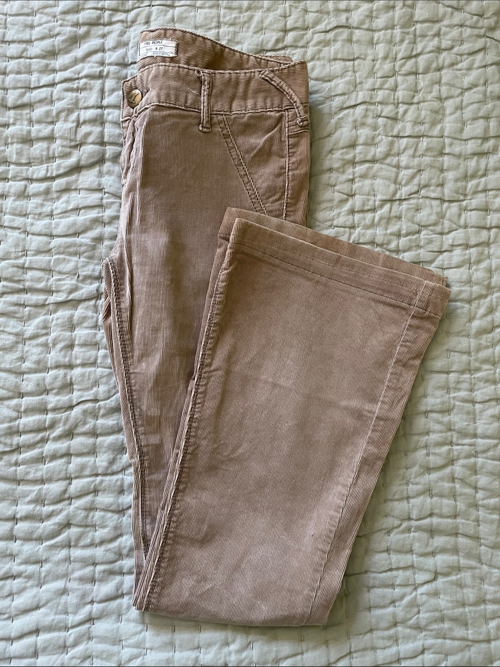 Free People Wide-Leg Corduroy Jeans - Taupe